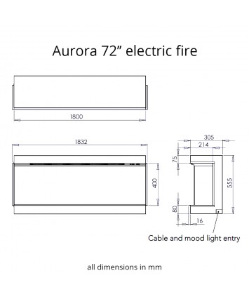 Amber Glow 72'' 3-sided electric fire