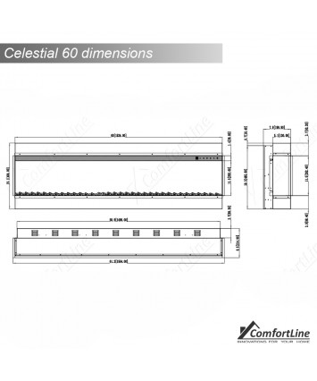 Celestial 60'' Three-sided Electric Fire