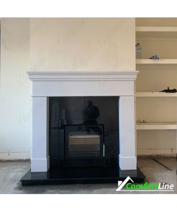 Balmoral White Marble fireplace with Vitae insert Stove