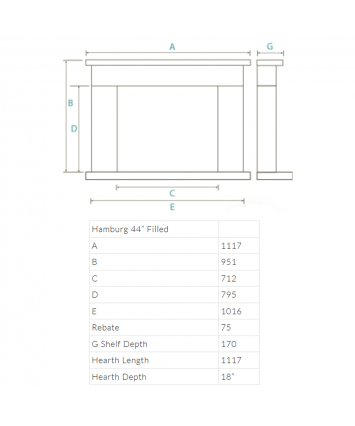 Hamburg 44 fireplace set with Ruby 5