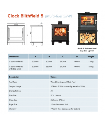 Clock Blithfield 5 multi fuel 