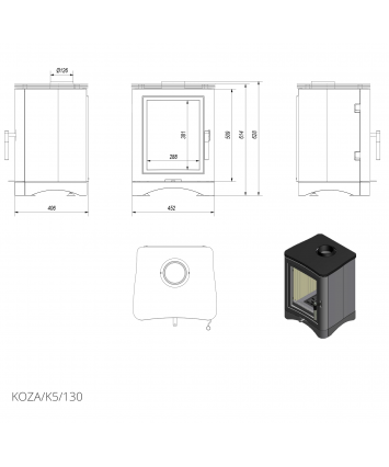 Koza k5 contemporary free standing stove